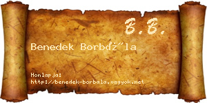 Benedek Borbála névjegykártya